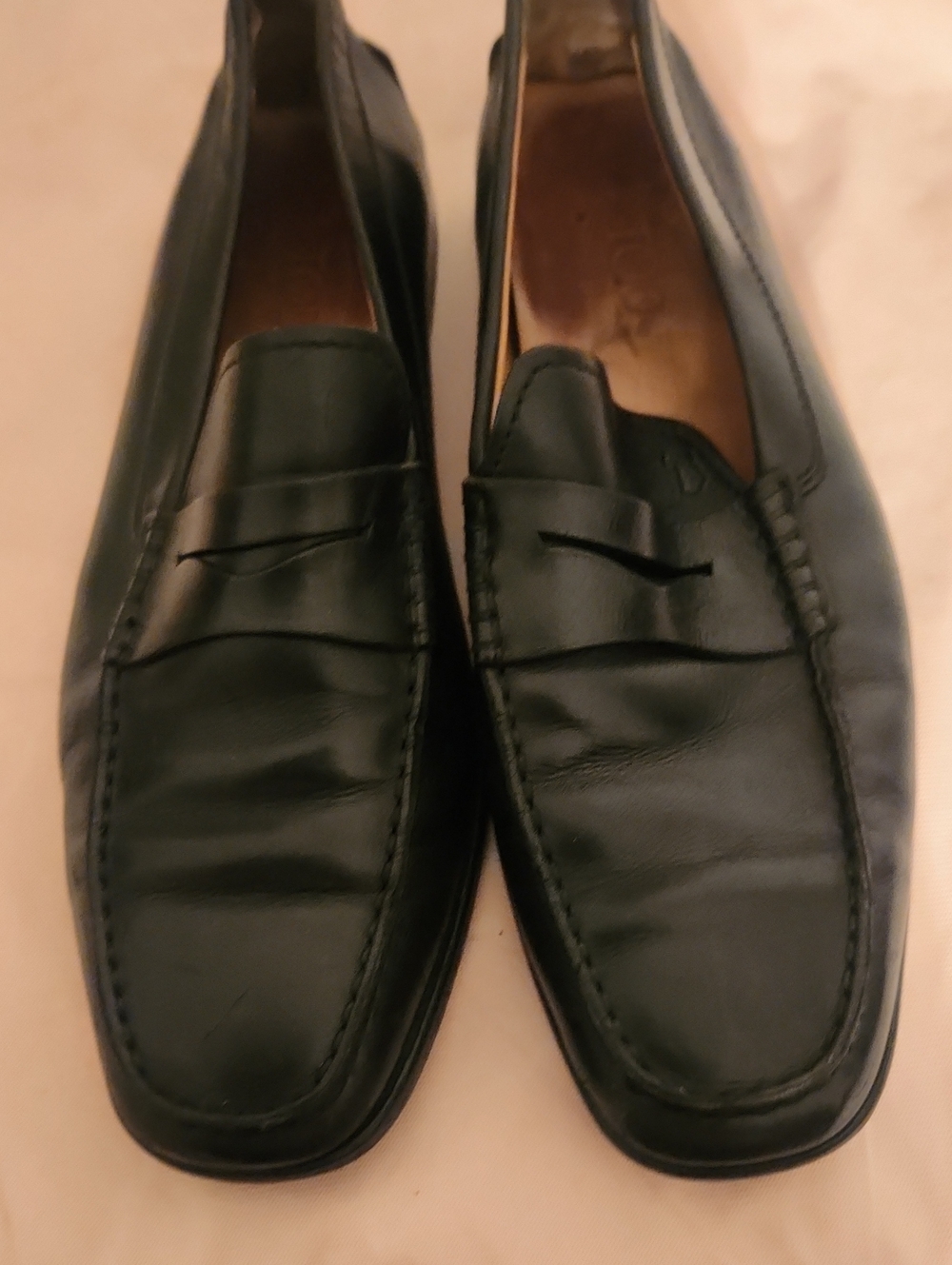 Tod's Black Leather Penny Loafers for Men